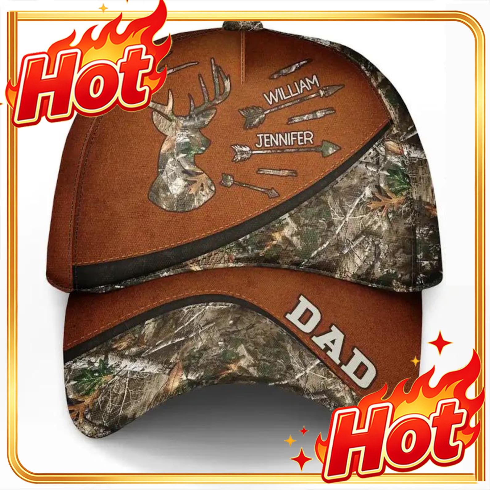 Outdoor Hunting Names - Boné de camuflagem personalizado para caça