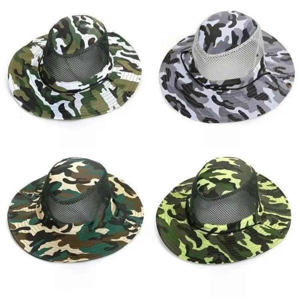 Camuflagem malha balde chapéus - Mens Outdoor Hunting Hats avaliação e preço